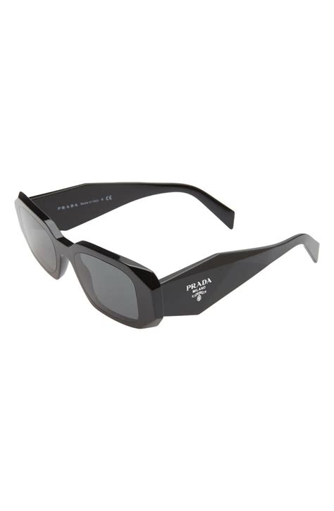 prada women's sunglasses black|runway 49mm rectangular sunglasses.